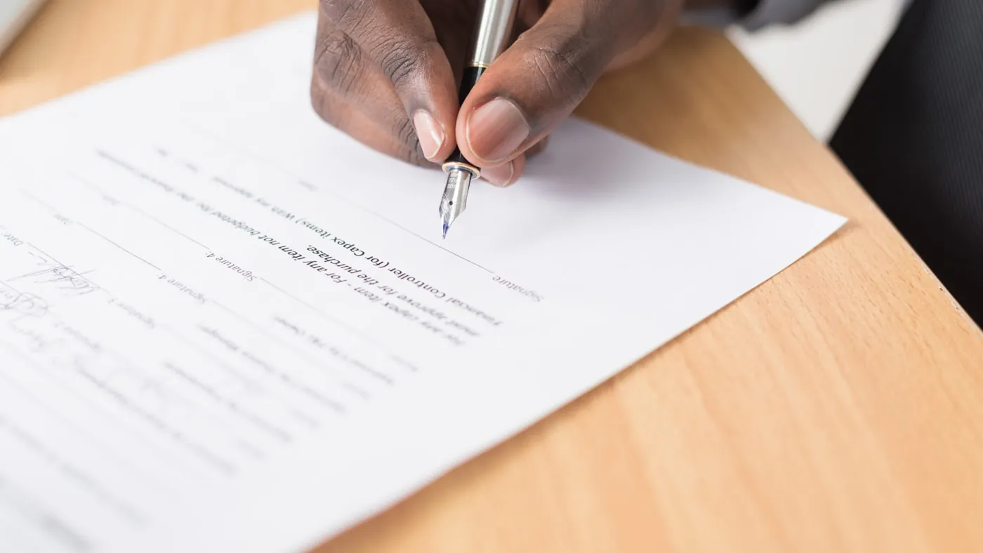 Handtekening onder een financieringsovereenkomst